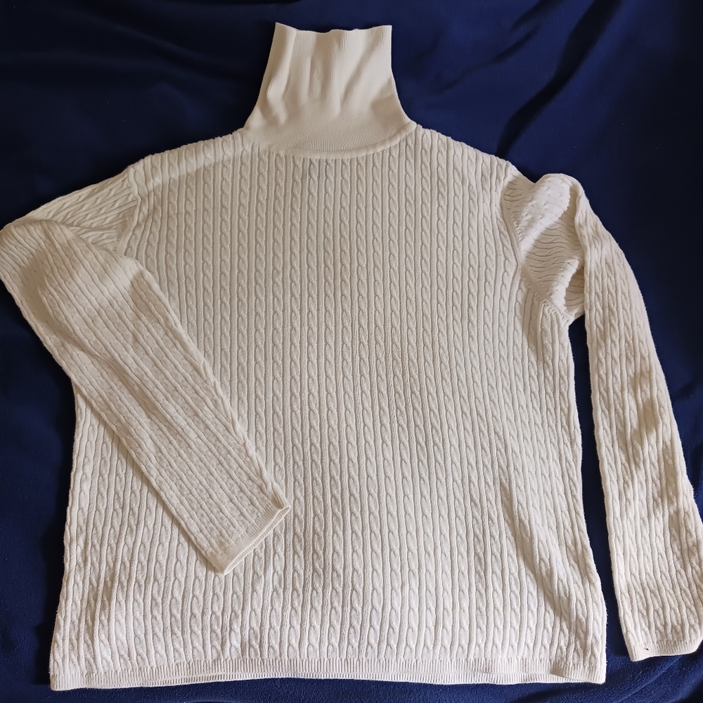 Cream Cable Knit Turtleneck Sweater